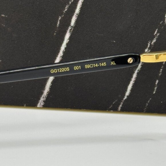 NEW GUCCI BLACK GOLD UNISEX SUNGLASSES GUCCI GG1220S 001
